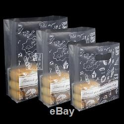 Clear Plastic Bags Bread Cake Packaging Shopping Pouch with Handle Bakery Supply