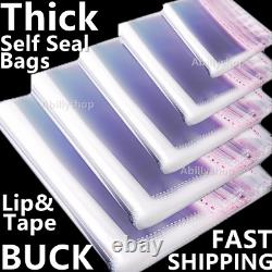 Clear Plastic Bags Resealable Lip Tape 1.5Mil Large 9x12 12x15 10x13 14x20 Cello