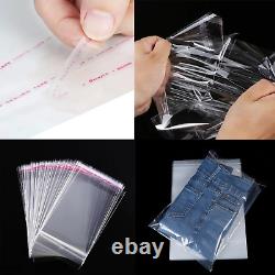 Clear Plastic Cello Bags for Clothing 12x16, Self-Adhesive & Easy Seal