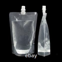 Clear Plastic Spouted Liquid Drink Bag Pouch 100, 200,250,300,400,500ML Reusable