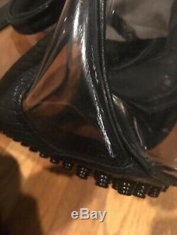 Clear Pvc Plastic Alexander Wang Rocco Black Leather Trim Black Studs