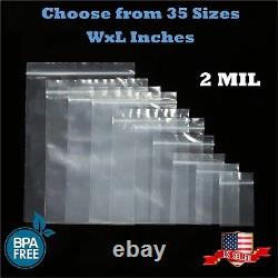 Clear Reclosable Zip Seal 2-Mil Plastic Bags Jewelry Storage Top Lock Baggies