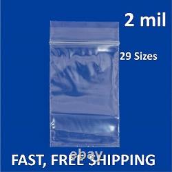 Clear Reclosable Zip Seal 2Mil Bags Poly Baggies Jewelry Plastic 2 Mil Top Lock