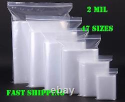 Clear Reclosable Zip Seal Bag Plastic 2 Mil Lock Bags Jewelry Zipper Baggie 2Mil