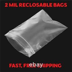 Clear Reclosable Zip Top Lock Poly Bags 2 Mil Plastic Seal Zipper Baggies Mini