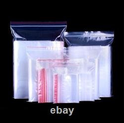 Clear Reclosable Zipper Bags Zip Seal Baggies Plastic Top Lock 1Mil PE Storage