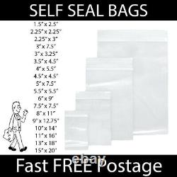 Clear Self Grip Bag Seal Plastic Poly Zip Lock Bags Resealable Baggies FREE POST