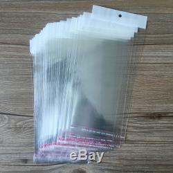 Clear Self Sealable OPP Seal Plastic Cellophane Bags Adhesive With Hang Hole