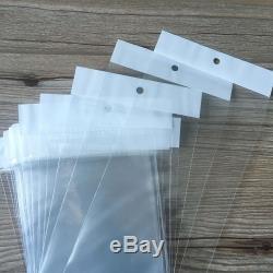 Clear Self Sealable OPP Seal Plastic Cellophane Bags Adhesive With Hang Hole