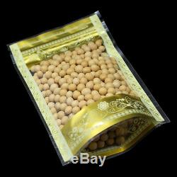 Clear Stand Up Food Grade Packaging Plastic Pouch Ziplock Bag With Gold Printing
