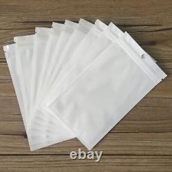 Clear/White Reclosable Hang Hole Pouch Packing Plastic Seal Bags Various Size