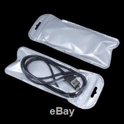 Clear White Zip Lock Plastic Bag with Hang Hole for Cable Electronic Accessories