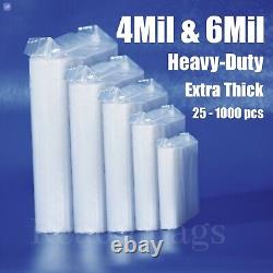 Clear Zip Seal Plastic Bags 4 Mil HEAVY-DUTY Poly Reclosable 6 Mil Zipper Bags