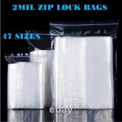 Clear Zip Seal Plastic Bags Jewelry Zipper Top Lock Reclosable Baggies 2 Mil 2ML