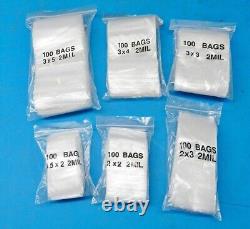 Clear Zip Seal Plastic Bags Jewelry Zipper Top Lock Reclosable Baggies 2 Mil 2ML