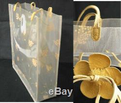 Clear plastic flower print tote bag charm Free Shipping Authentic