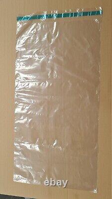 Clear self adhesive seal plastic bags. 370 mm x 700 mm + 50 mm Lip 200gauge