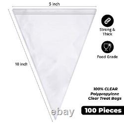 ClearlyElegant 5x10-8x15 Strong, Clear, 2Mil Zip&Lock Cone Shaped Plastic Bags