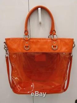 Coach 15021 Transparent Clear Orange-Red Tote Colette Rare Plastic Beach Bag