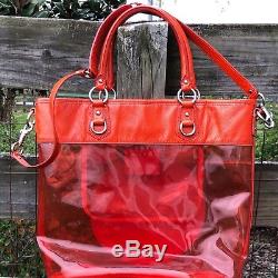 Coach 15021 Transparent Clear Red Tote Collette Colette Rare Plastic Beach Bag