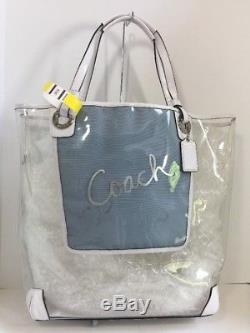 Coach Extra-Large Clear Plastic Leather Beach Tote Crab 16594 $328 X1