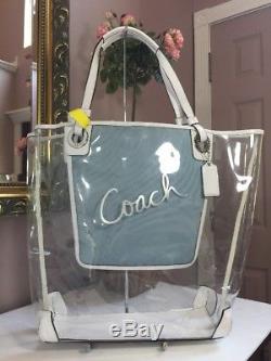 Coach Extra-Large Clear Plastic Leather Beach Tote Crab 16594 $328 X1