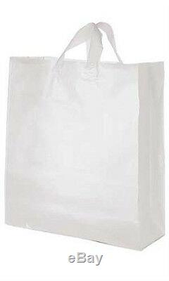 Count of 200 Jumbo Clear Plastic Frosted Shopping Bag 16 x 6 x 19
