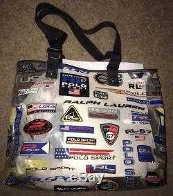 Crazy Rare Polo Sport All Over Logo Pron Clear Plastic Tote Bag Carry All
