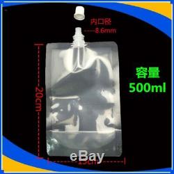 DHL 1320cm 500ml 300Pcs/ Lot Jelly Liquid Clear PE Plastic Doypack Spout Storag