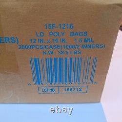 Elkay Plastics 15F-1216 Low Density Flat Poly Bags Clear 12 x 16 1.5 mil 1000