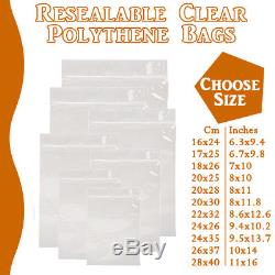 Extra Large Grip Seal Zip Lock Polythene Resealable Clear Plastic Bags 1-100,000