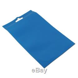 Flat Clear Blue Plastic Bags With Hang Hole Zip Lock Resealable Packaging Pouch