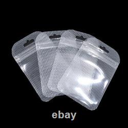 Flat Clear Plastic for Zip Packing Bag Lock White Stripe Poly Pouches Hang Hole