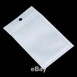 Front Clear Back White Zip Lock Plastic Bag Reclosable Self Seal Hang Hole Pouch