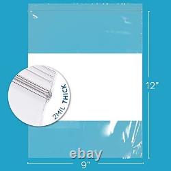 GPI Case of 1000 9 x 12 Clear Plastic RECLOSABLE Zip Bags Bulk 2 mil Thic