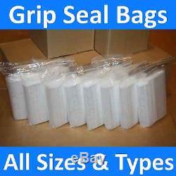 GRIP SEAL BAGS Clear Self Resealable Mini Grip Poly Plastic Bags All Sizes