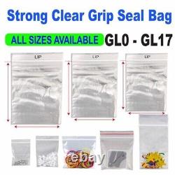 GRIP SEAL BAGS Polythene Poly Plastic Zip Lock Self Resealable Clear All Sizes