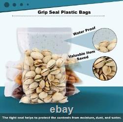 GRIP SEAL BAGS Self Resealable Clear Polythene Poly Plastic Zip Lock 100 Bags