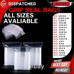 GRIP SEAL BAGS Self Resealable Clear Polythene Poly Plastic Zip Lock All Sizes