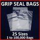 Grip Seal Bagsself Resealable Clear Polythene Plastic Zip Lockinc Vat25 Sizes
