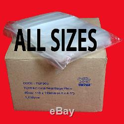 GRIP SEAL Bags Self Resealable Poly Plastic Clear Plain Bags ALL SIZES Free P&P