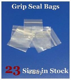 GRIP SEAL CLEAR BAGS SELF RESEALABLE MINI POLY PLASTIC BAGGIES ZIP LOCK AllSizes