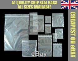 Grip Seal Resealable Self Seal Poly Plastic Clear Bags All Sizes Cheapest