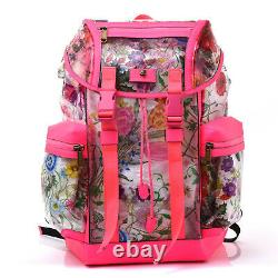 GUCCI Floral Green Pink Clear PVC Backpack LARGE MEN WOMEN Designer Bag Plastic