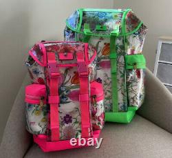 GUCCI Floral NEON PINK Clear PVC Backpack Medium WOMEN Men Designer Bag Plastic