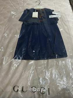 GUCCI Girls Viscose Blue Dress Age 5 With Hanger And Plastic Clear Dust Bag