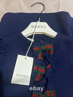 GUCCI Girls Viscose Blue Dress Age 5 With Hanger And Plastic Clear Dust Bag