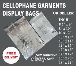 Garment bags clear cello plastic self seal packaging for Clothing T-Shirts etc