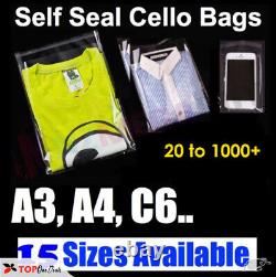 Garment bags clear cellophane plastic self seal packaging T-Shirts clothes