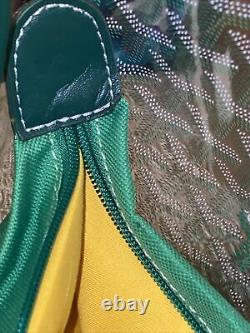 Goyard-Look Green Clear Transparent Tote Bag Genuine Leather/ PVC XL